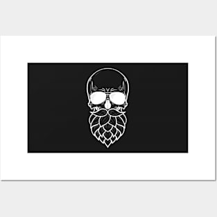 Hop Bearded Skull White Posters and Art